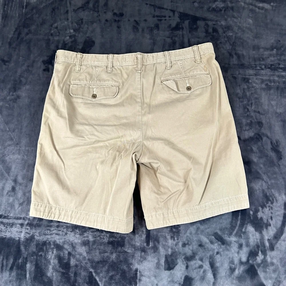 Polo Ralph Lauren Chino Shorts Mens 40T Tan Khaki Cotton Twill Flat Front‎